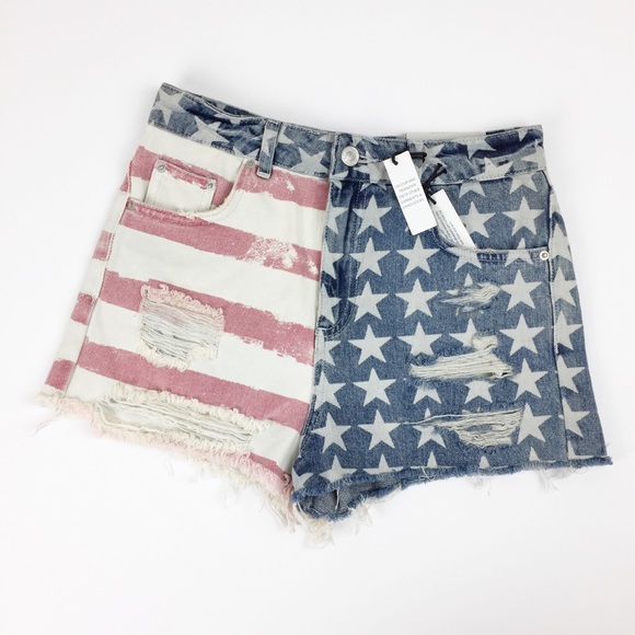 Topshop Pants - Flag Denim Mom Shorts by Topshop NWT Size 8